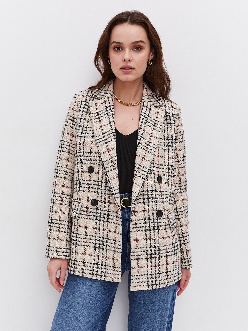 Двубортный жакет в клетку - TO BE ONE фото 4