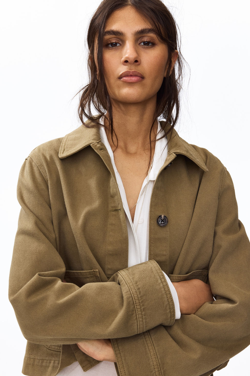 Chaqueta camisera en sarga de algod?n - H&m фото 4