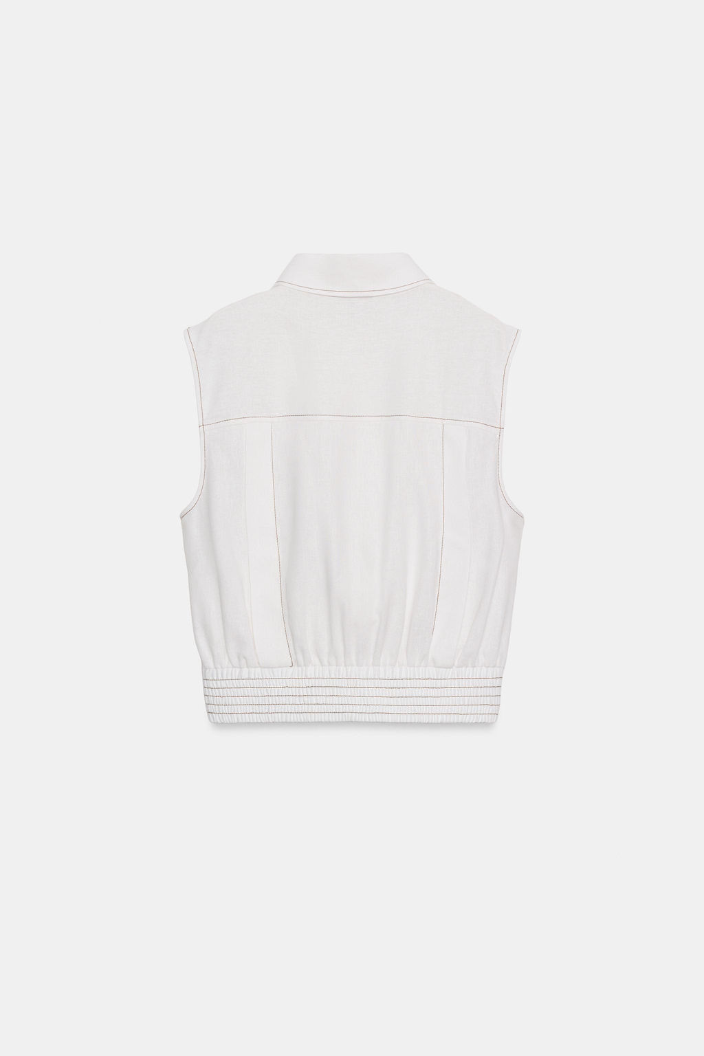 TOP PESPUNTES CON LINO / Blanco