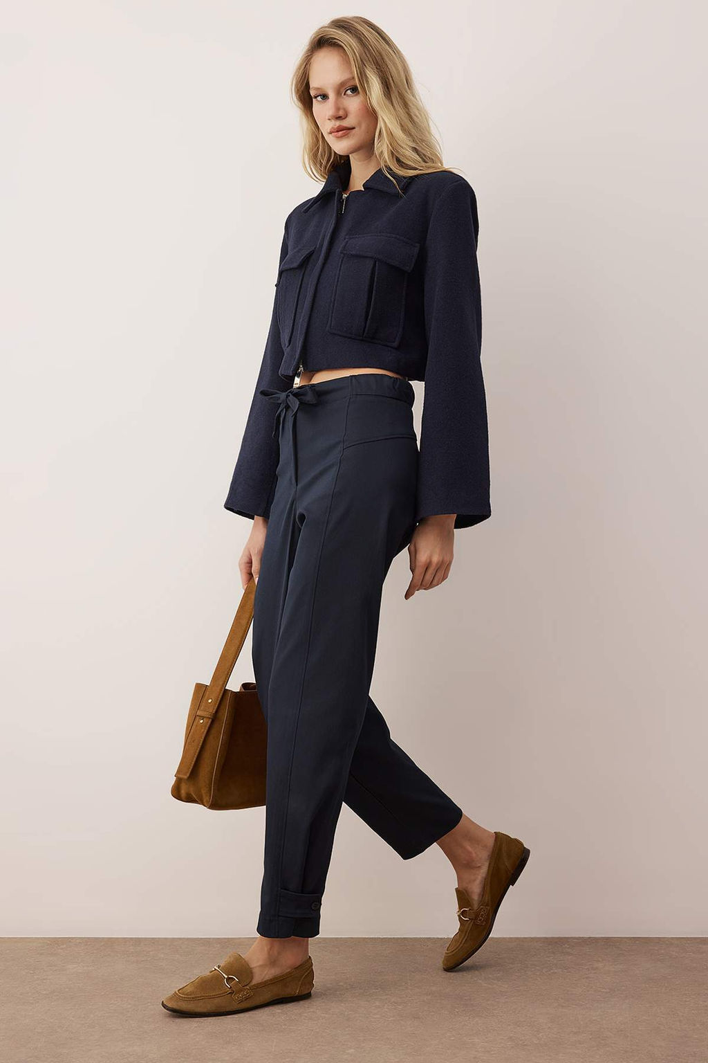 Lacivert Kusakl? Arka Beli Lastikli Kumas Pantolon TWOAW26PL00133 - Trendyolmilla фото 2