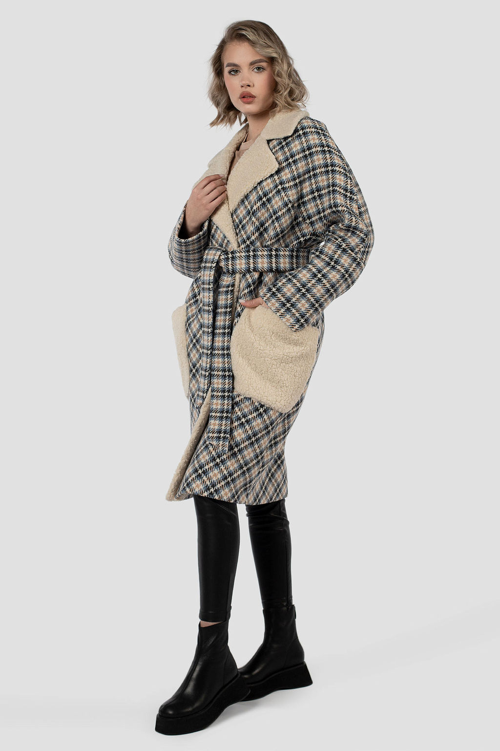 02-3152 Пальто женское утепленное (пояс) - El podio фото 4