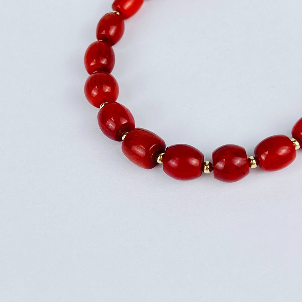 Браслет регулируемый на увеличение из Коралла от 16 см