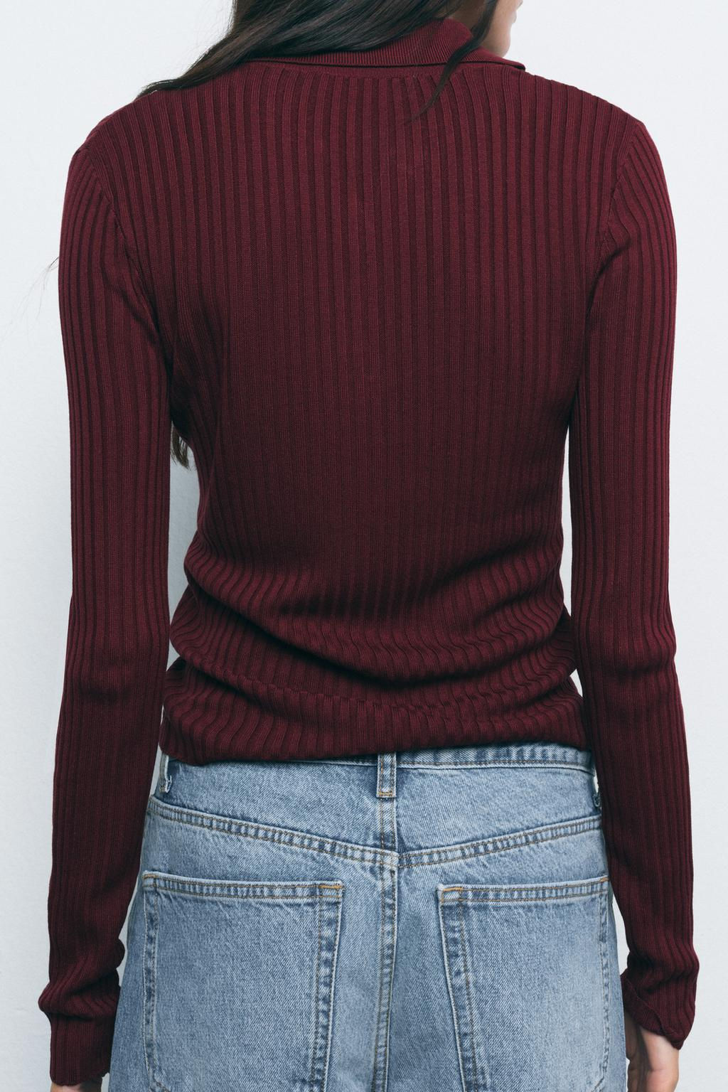 RIBBED KNIT POLO NECK JUMPER - Zara фото 4