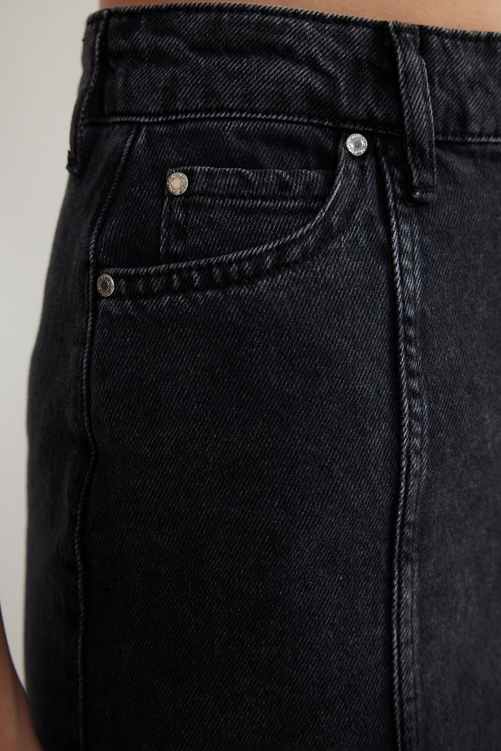 Antrasit Dikis Detayl? Asimetrik Yuksek Bel Midi Denim Etek TWOSS24ET00081 - Trendyolmilla фото 6