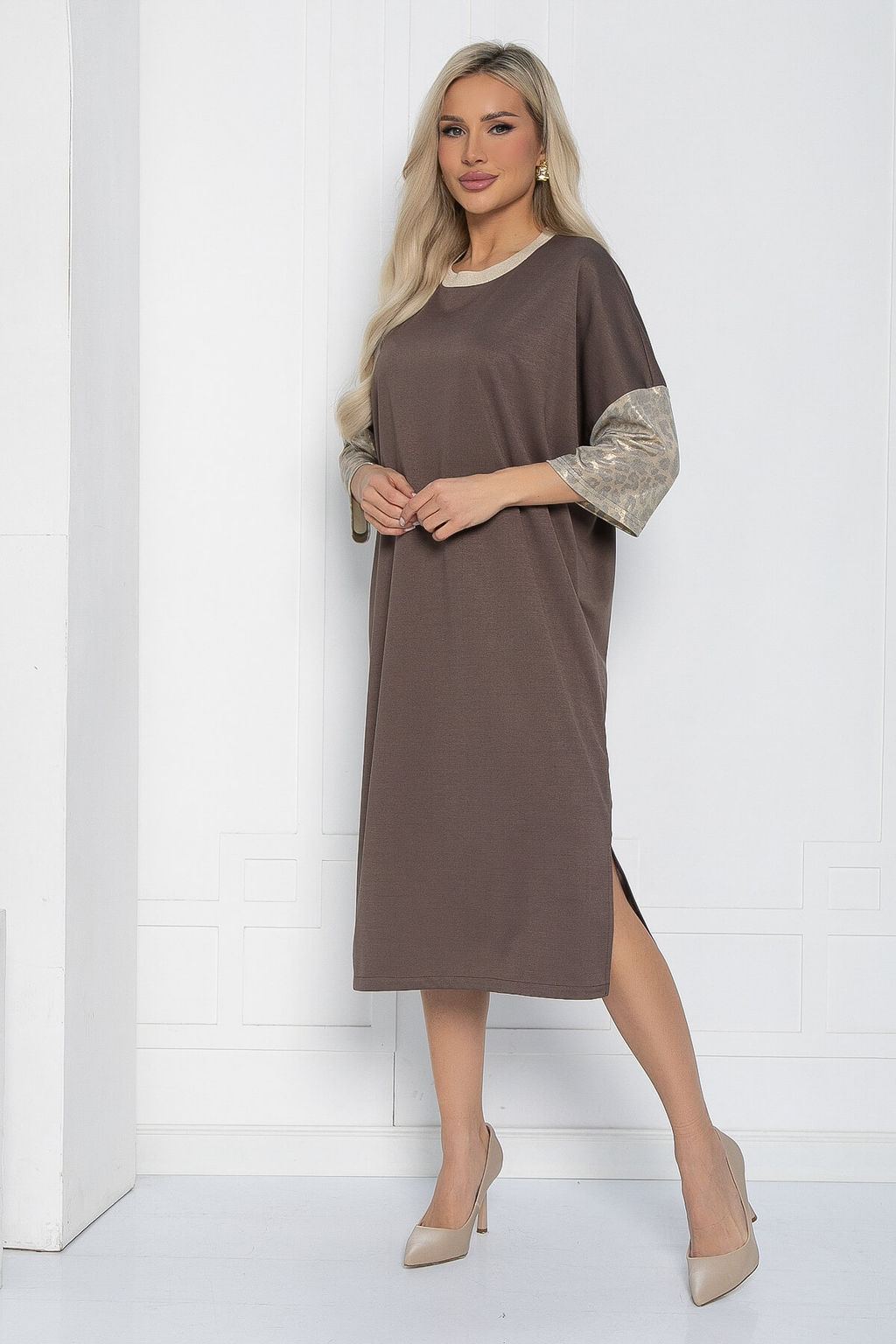 Платье Уютный шик (коричневое) П11147