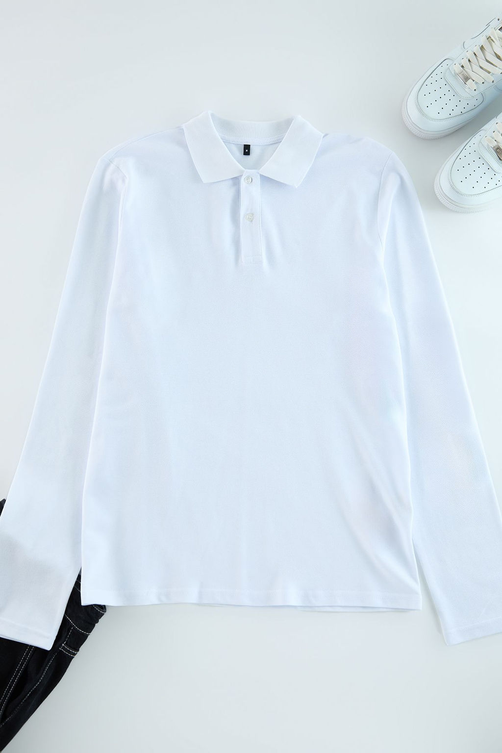 TRENDYOL MAN Beyaz %100 Pamuk Slim/Dar Kesim Uzun Kol Basic Polo Yaka T-shirt TMNAW25PO00000 - Trendyolmilla фото 5