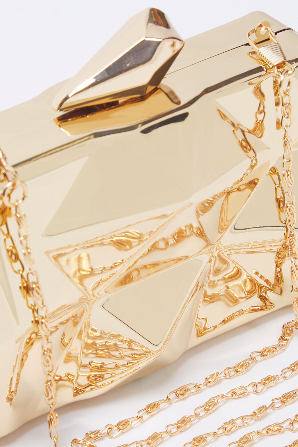 Metalik Alt?n Uc Boyutlu Abiye Kad?n S?k Mini Clutch El Cantas? TAKSS25OC00064