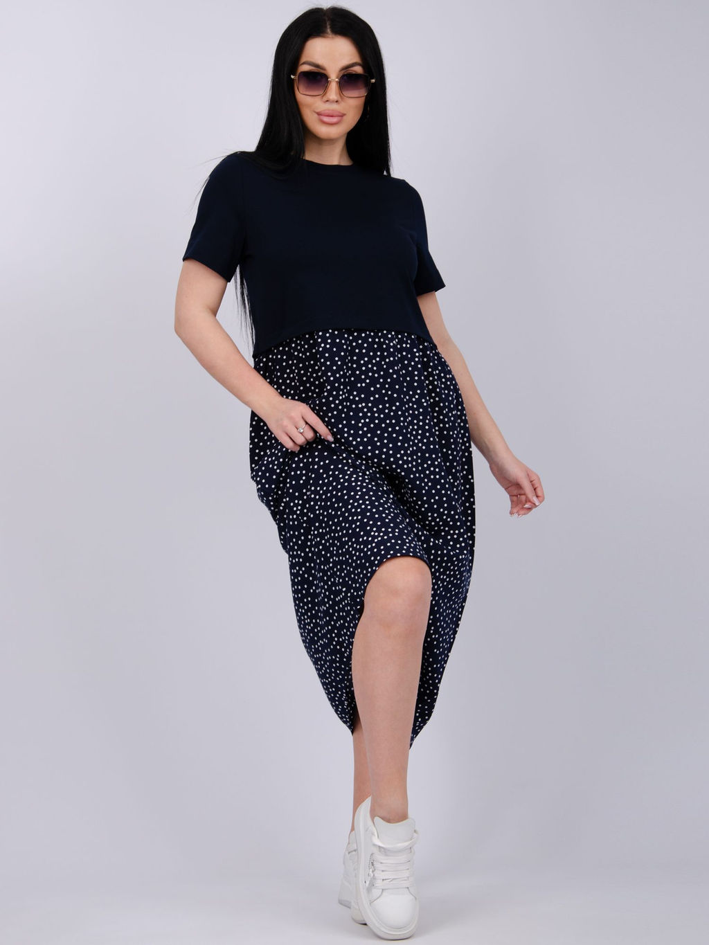 Платье "Виттория 2" синий, вискоза/кулирка (М)