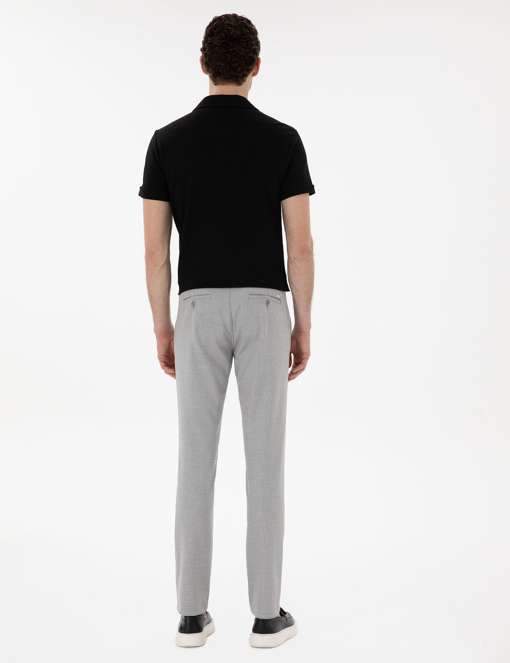 Gri Slim Fit Yazl_k Kanvas Pantolon