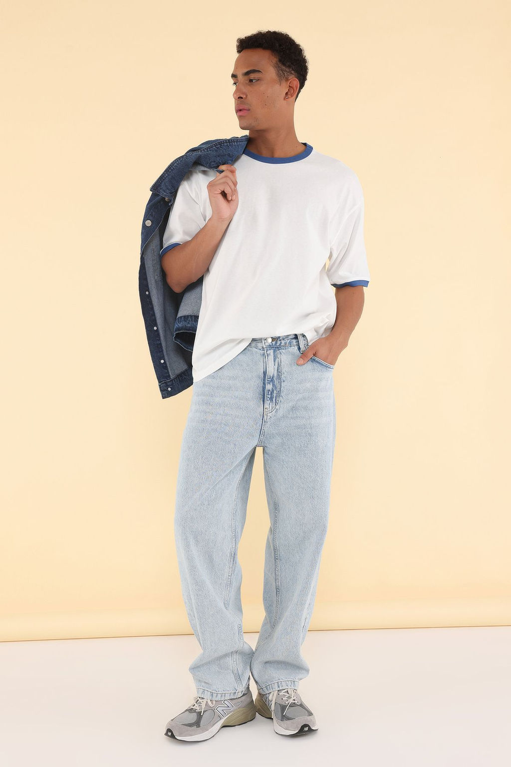 TRENDYOL MAN Unisex Saks Oversize/Genis Kesim Kollar? Seritli %100 Pamuklu T-Shirt TMNSS25TS00099 - Trendyolmilla фото 13
