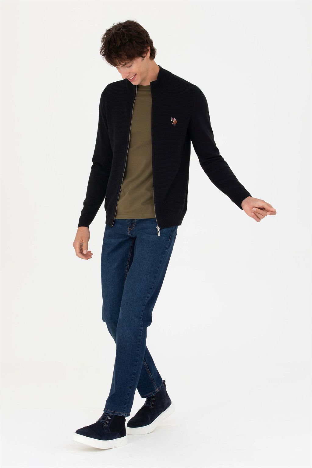 Мужской черный базовый трикотажный кардиган - U.s.polo assn фото 5