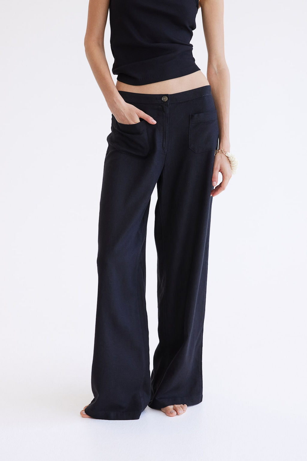 Pantalon en mezcla de lino - H&m фото 6