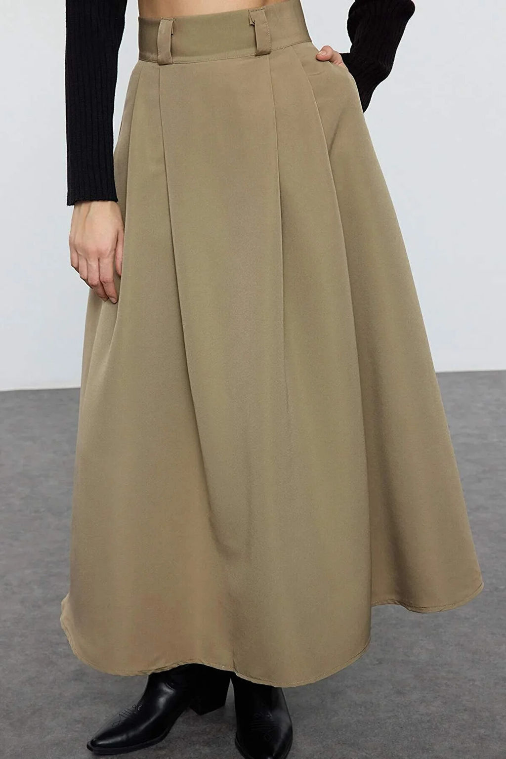 Trendyolmilla Siyah Pileli Maxi Boy Etek TEDAW25ET00000  фото 21