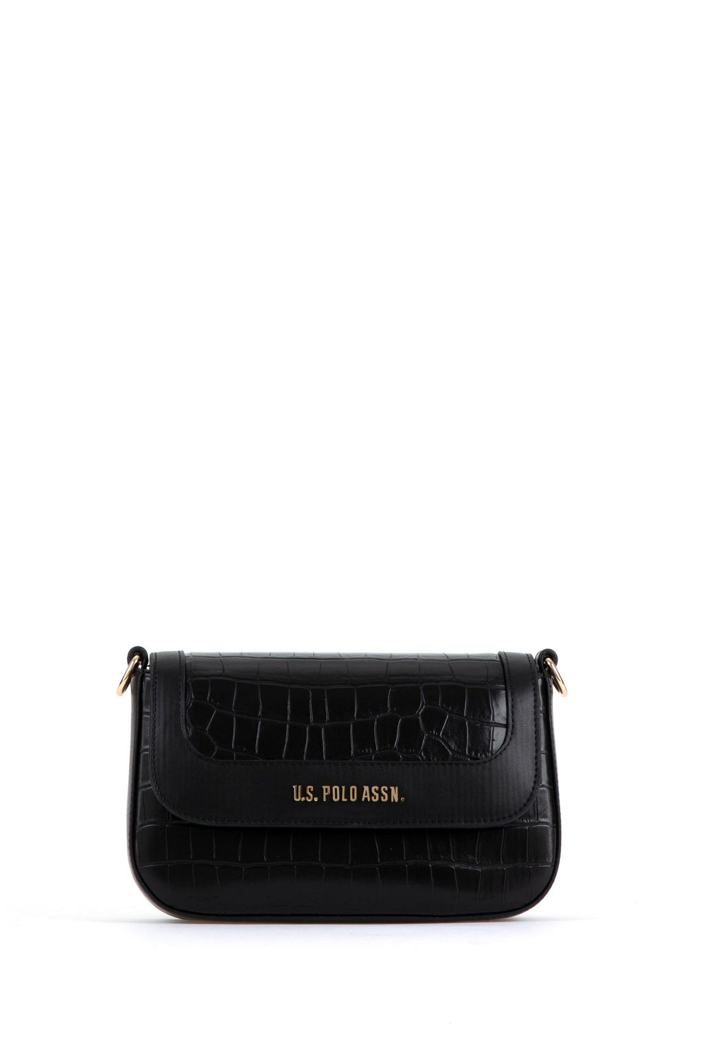 Женская черная сумка через плечо из крокодиловой кожи - U.s. polo assn фото 3