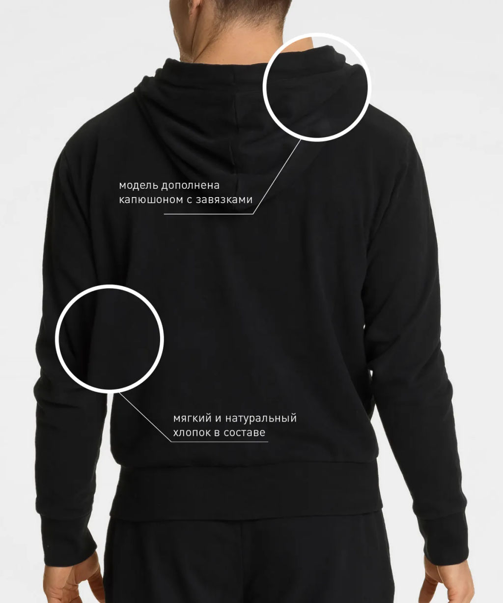 ATLANTIC HMT-001 Толстовка с капюшоном Label черный  фото 5
