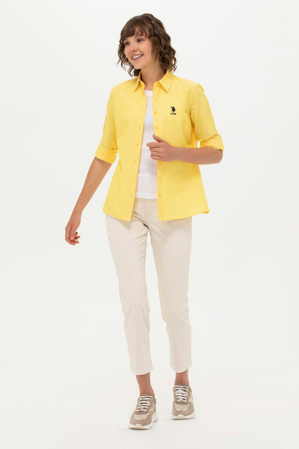 U. S. Polo Assn Женская желтая базовая рубашка с длинным рукавом - U.s. polo assn фото 9