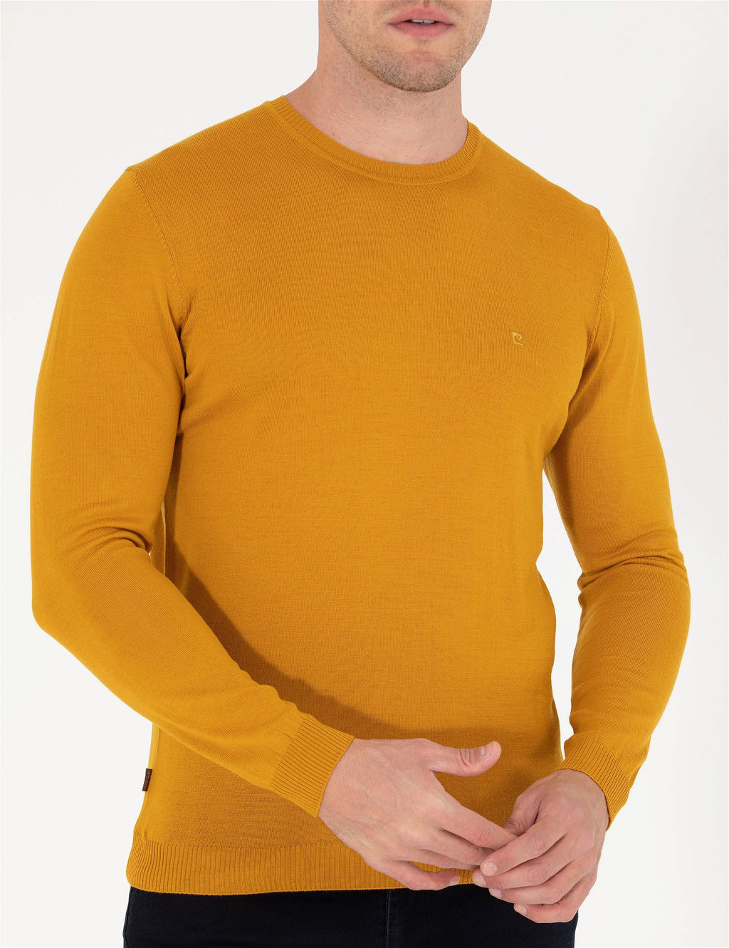 Safran Slim Fit Bisiklet Yaka Y_n Kar___ml_ Basic Triko Kazak - Pierre cardin фото 6