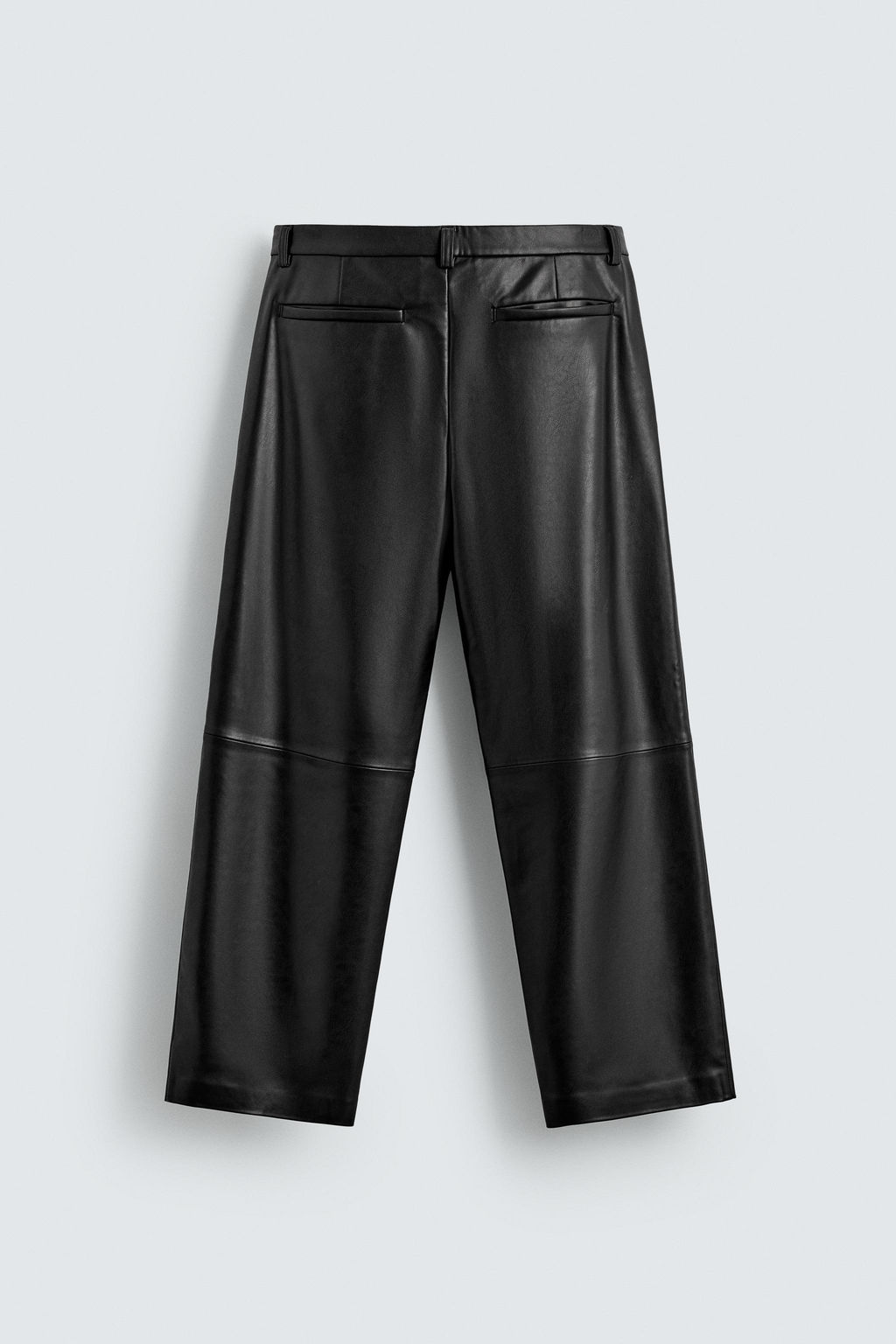 RELAXED FIT LEATHER EFFECT TROUSERS - Zara фото 8