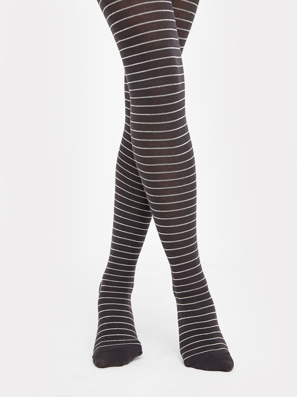 Цена за 3 пары! Колготки детские графитово-серые с рисунком в виде узких поперечных полосок - Mark formelle фото 2