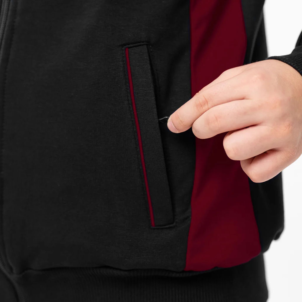 RODOS Спортивный костюм для мальчика М-187/1д Чёрный/Чёрный/Бордовый