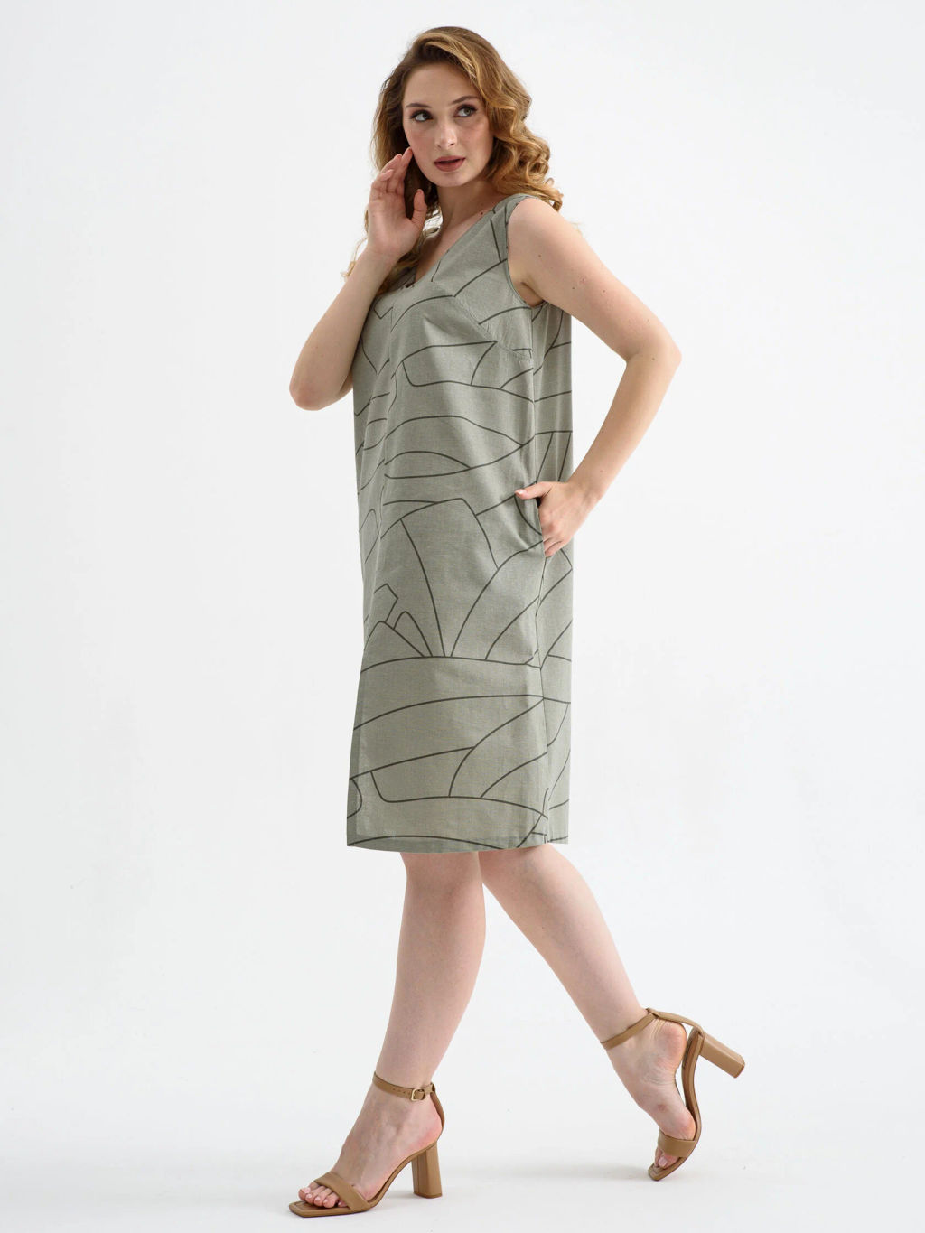 Платье Оптима Мелодия из полульна хаки фото 2