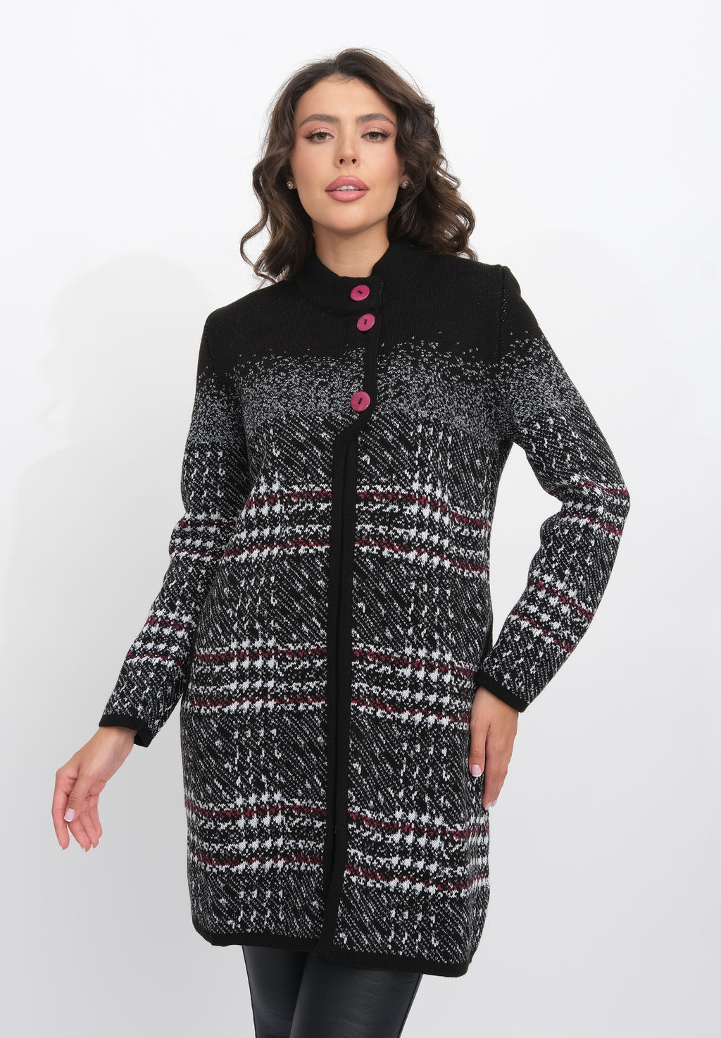 ЗЛАТА Кардиган В 1742 ст/черно-ягодный