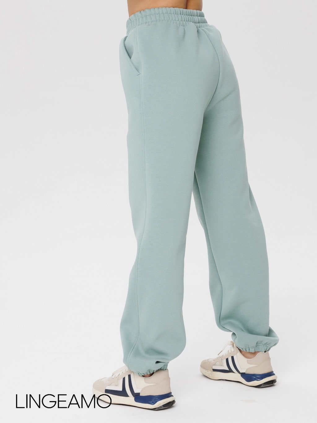 Женские брюки оверсайз из футера с начесом Lingeamo мятные КБ-25 (25)  фото 7