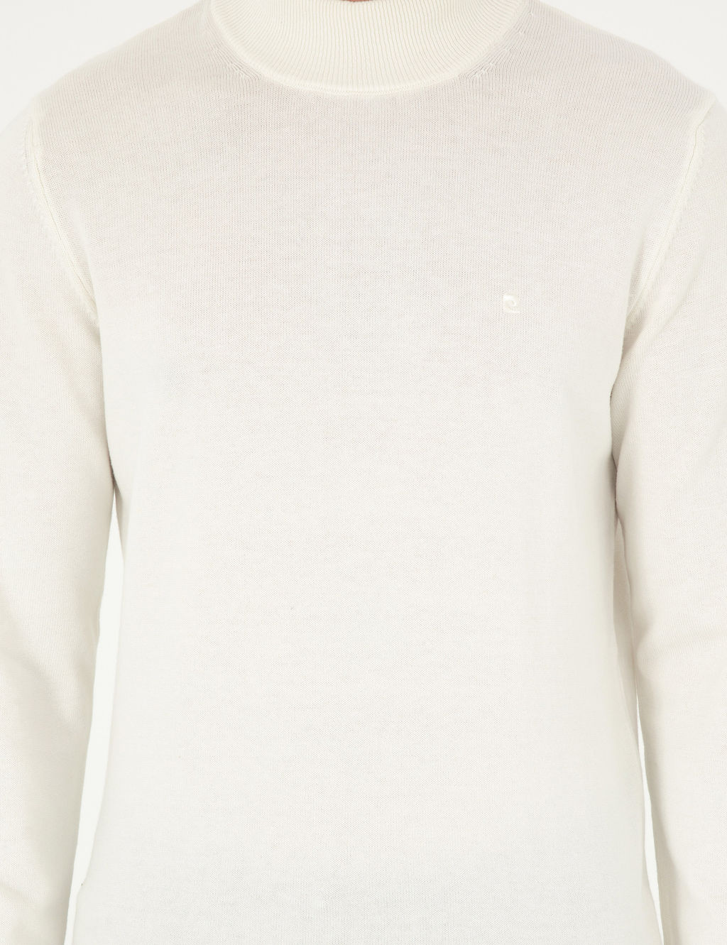 Ekru Slim Fit Yar_m Bal_k__ Yaka Basic Triko Kazak