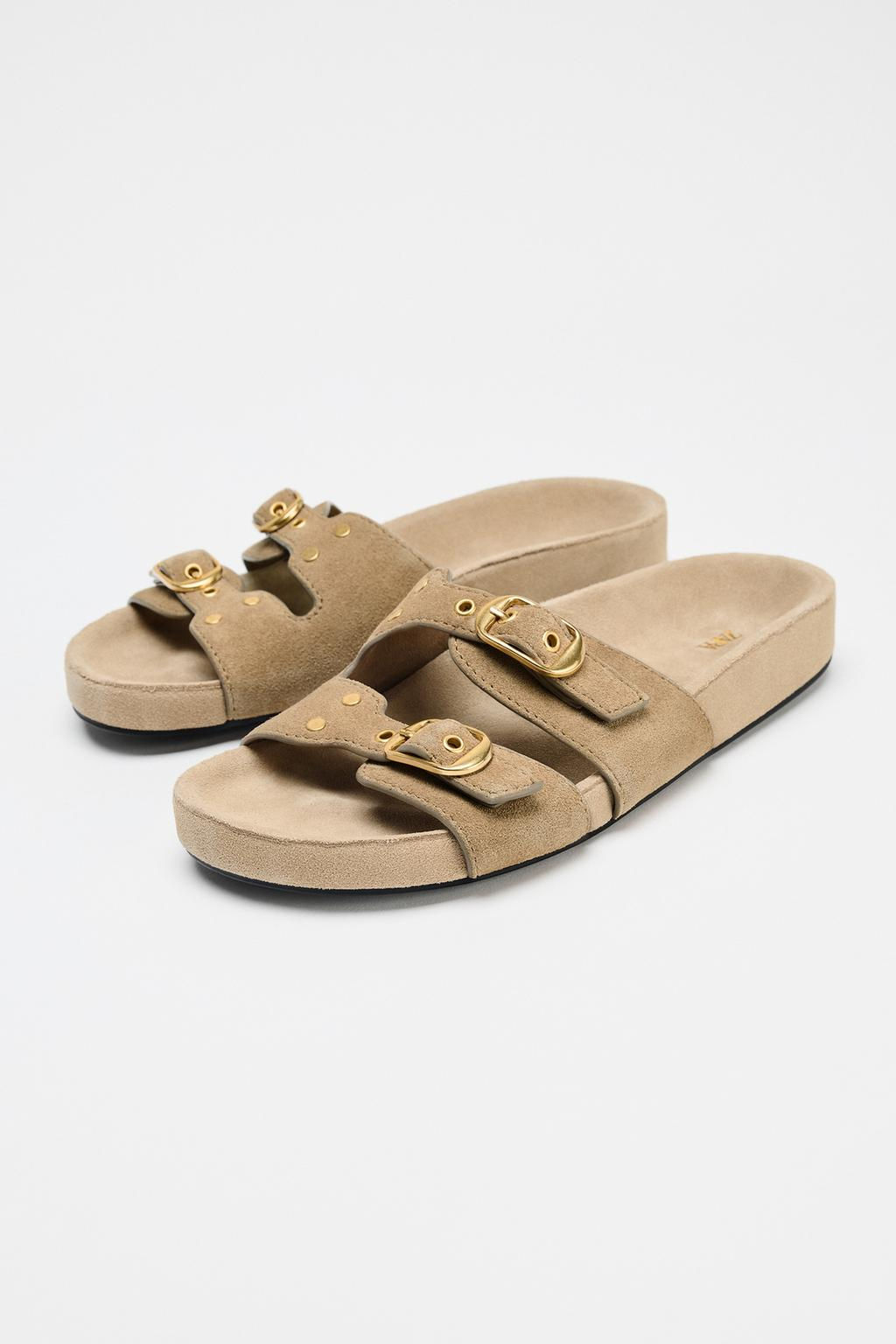 SPLIT SUEDE BUCKLE SANDALS - Zara фото 3
