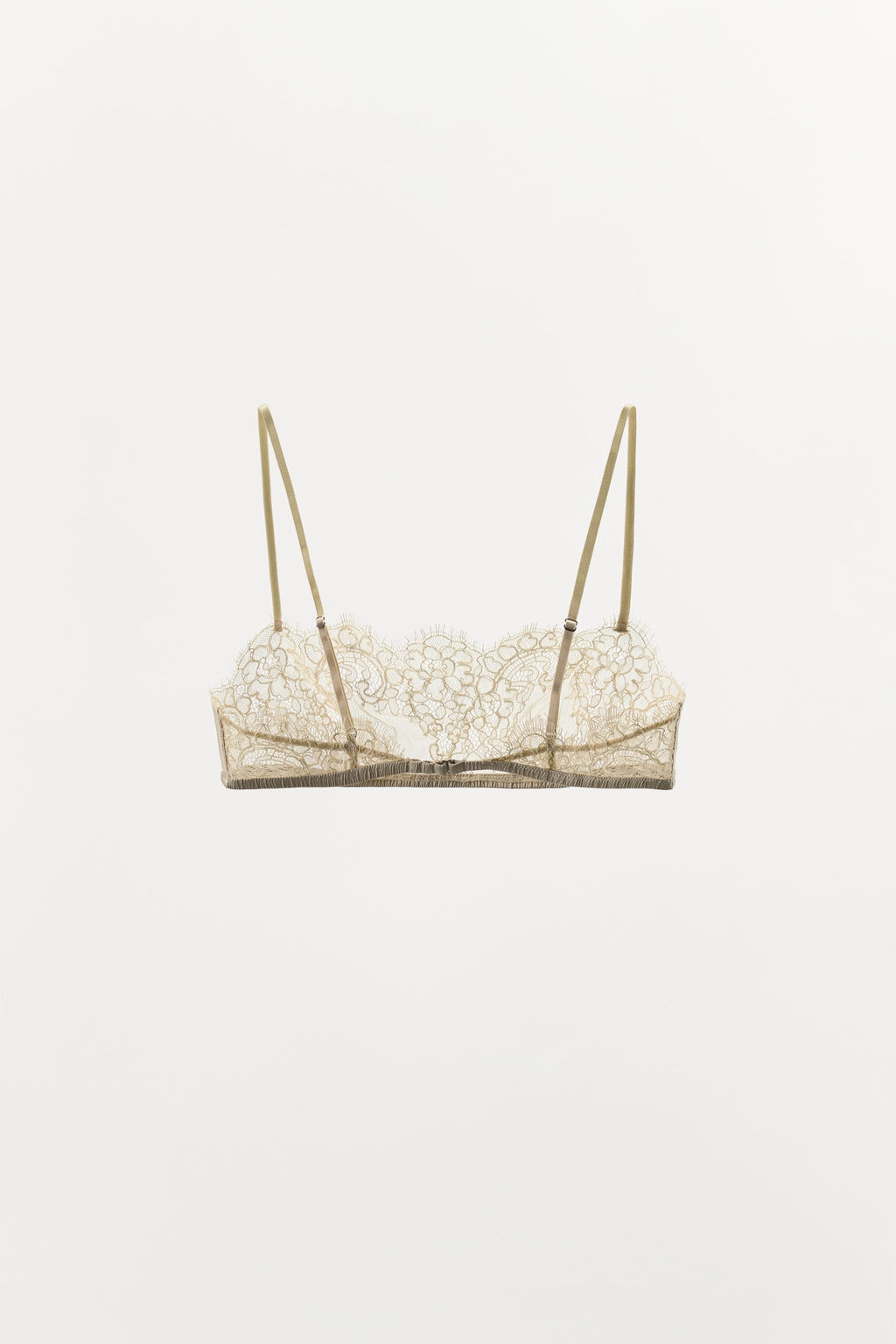 BRALETTE BANDEAU ENCAJE BORDADOS FLORES / Crudo - Zara фото 9