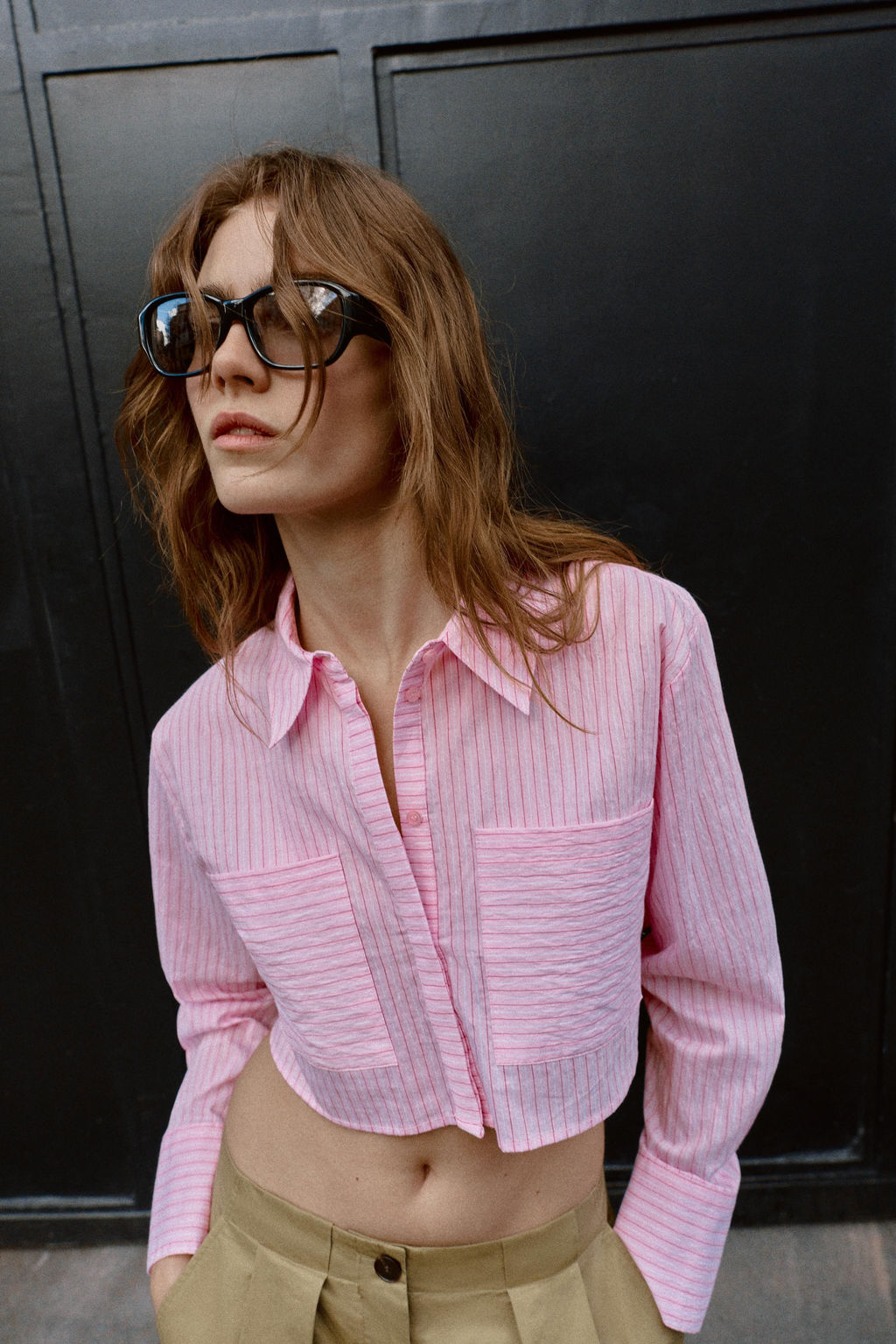 CAMISA CORTA RAYAS / Rosa - Zara фото 2