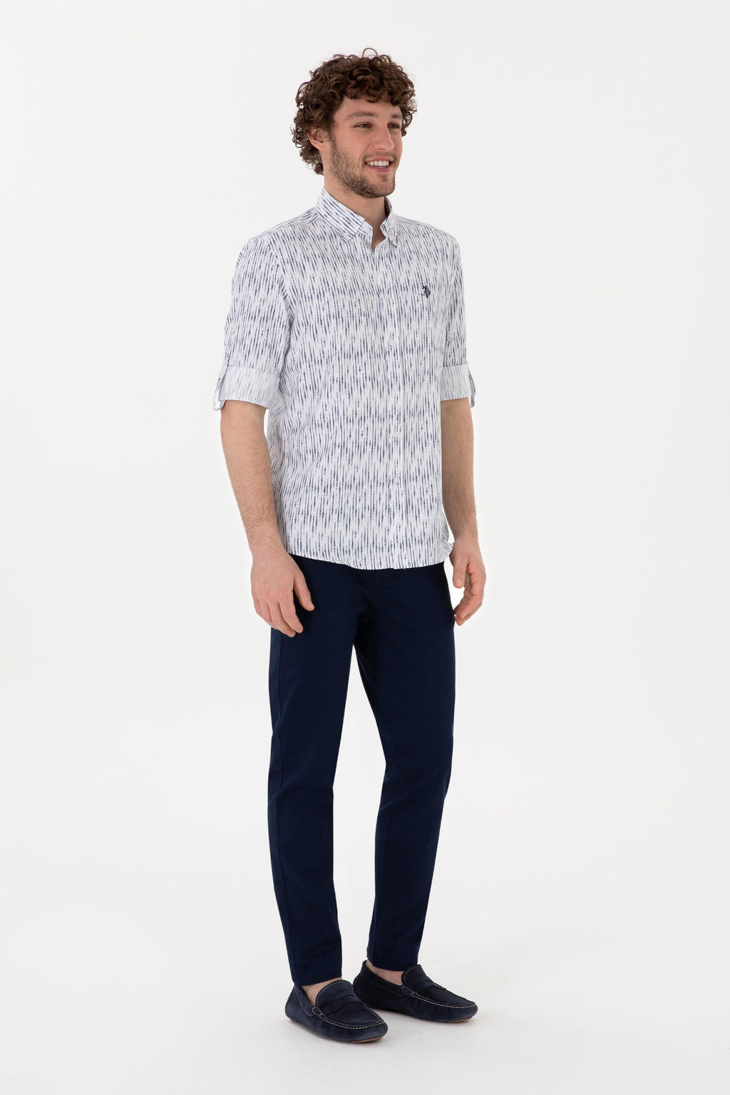 Erkek Lacivert Slim Fit Kanvas Pantolon