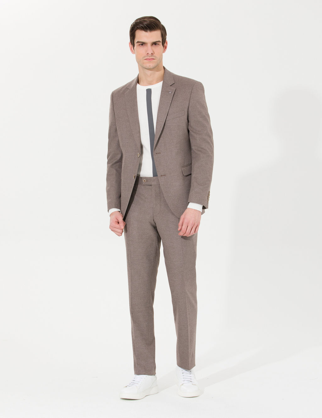A__k Kahverengi Slim Fit Tak_m Elbise