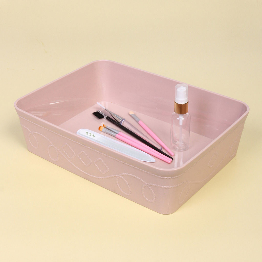 Цена за 2 шт. Контейнер для хранения "Пинто ФЛО", цвет пудровая роза, 30*22*8см