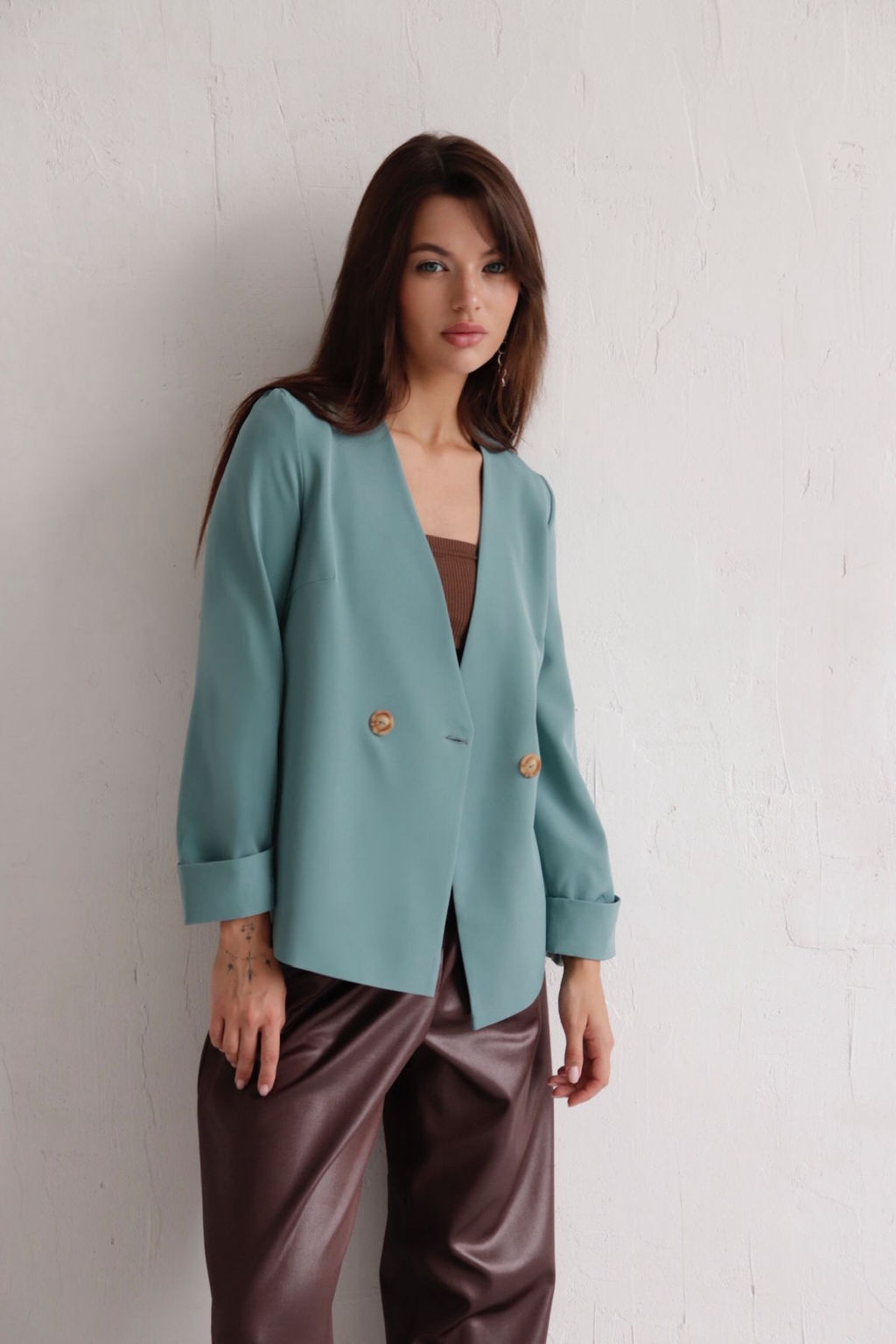 Двубортный жакет без лацканов - Martichelli фото 12