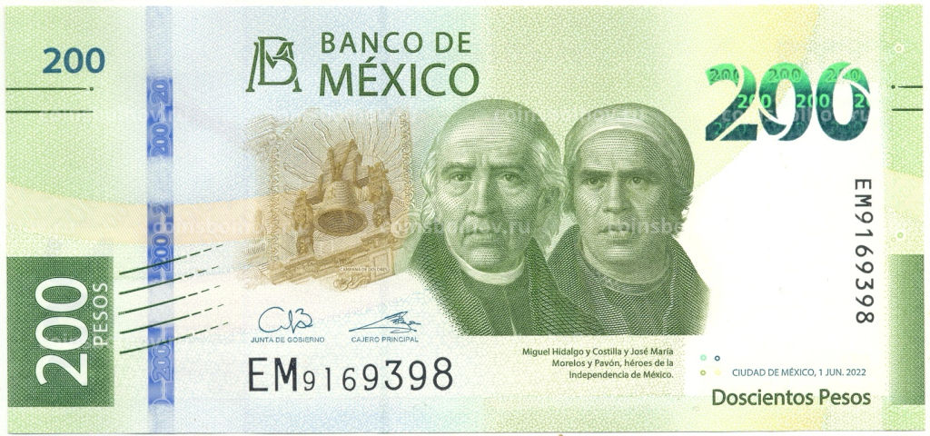 200 песо 2022 года Мексика