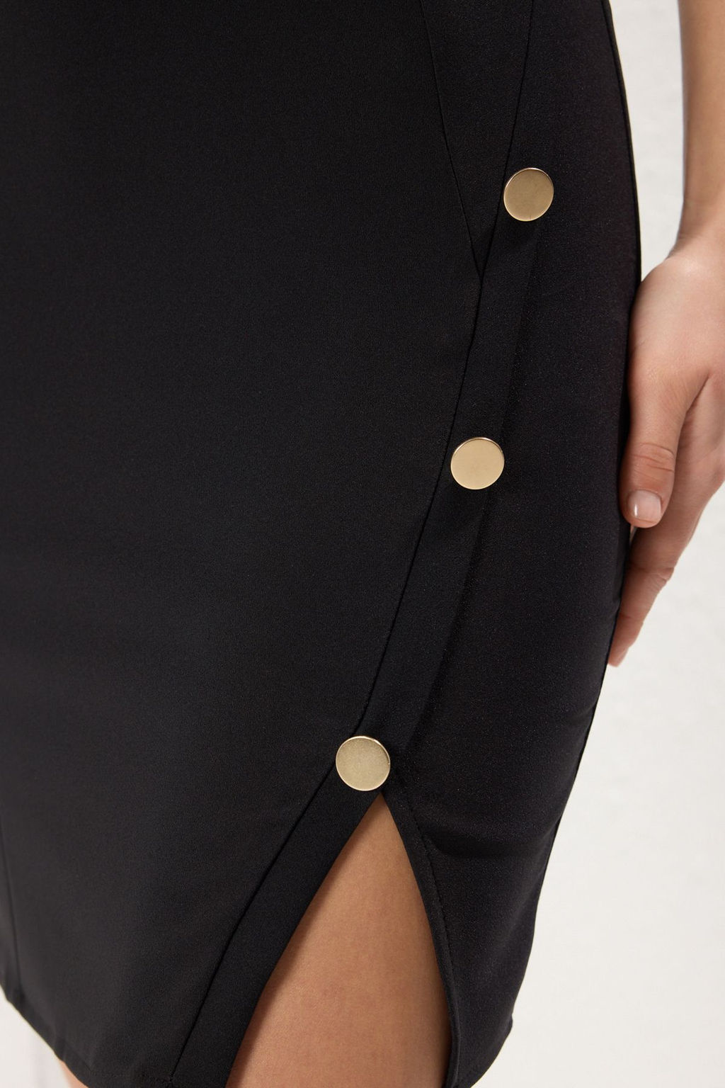 TRENDYOLMILLA Murdum Vucudu Saran Y?rtmacl? Dugme Detayl? Mini Dokuma Elbise TWOSS25EL00214  фото 11