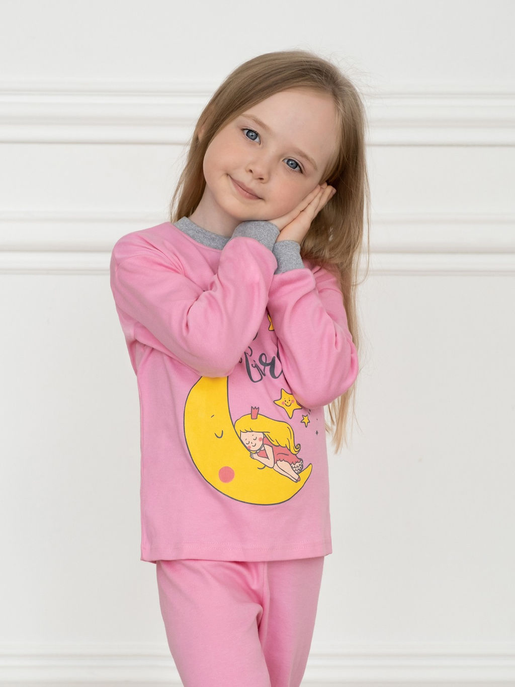 Пижама детская розовая принт девочка