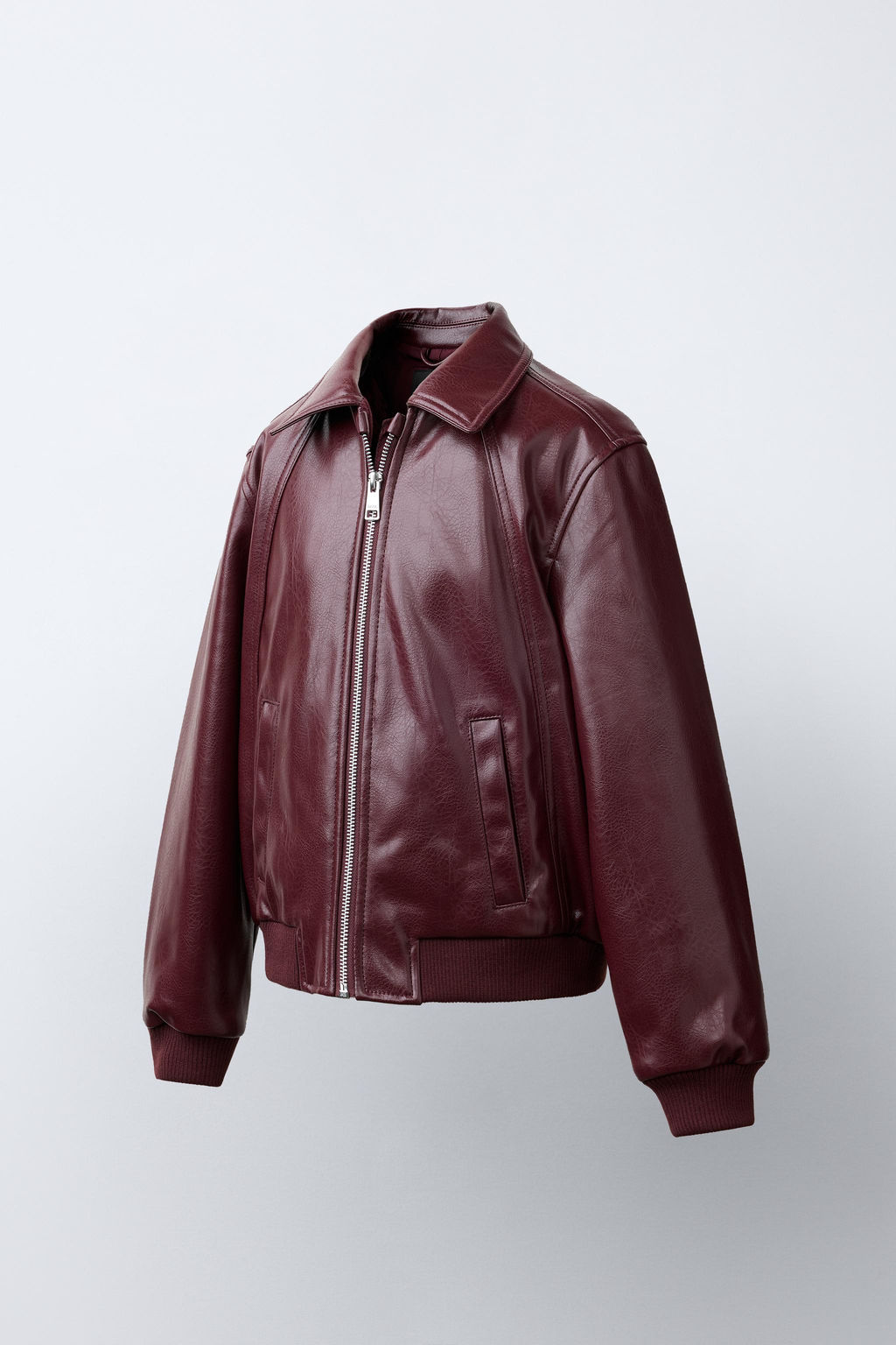 CAZADORA BOMBER EFECTO PIEL / Burgundy - Zara фото 3
