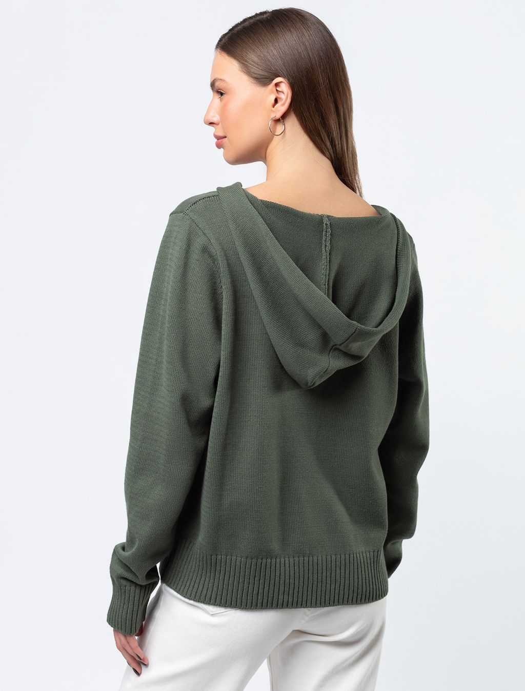 VILATTE / Вязаное худи из хлопка со шнуром с люрексом и золотистыми наконечниками  фото 5