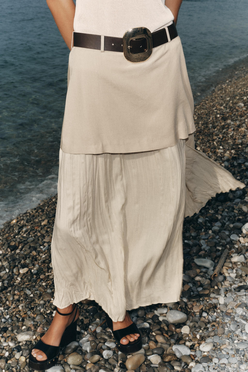 BELTED CONTRAST MIDI SKIRT - Zara фото 2