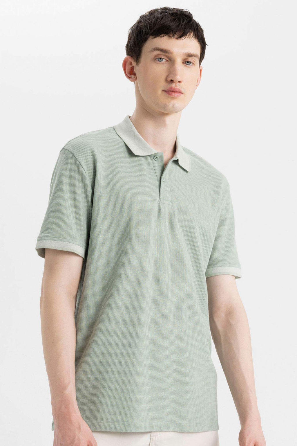 New Regular Fit K?sa Kollu Basic Duz Polo Tisort - Defacto фото 12