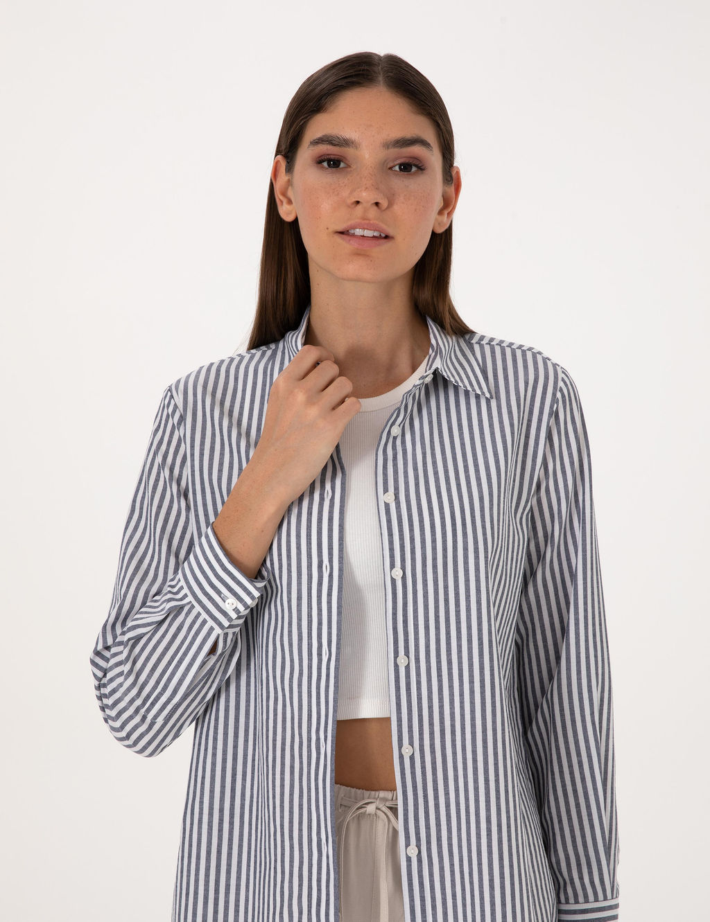 Lacivert Comfort Fit Uzun Kollu G_mlek - Pierre cardin фото 2