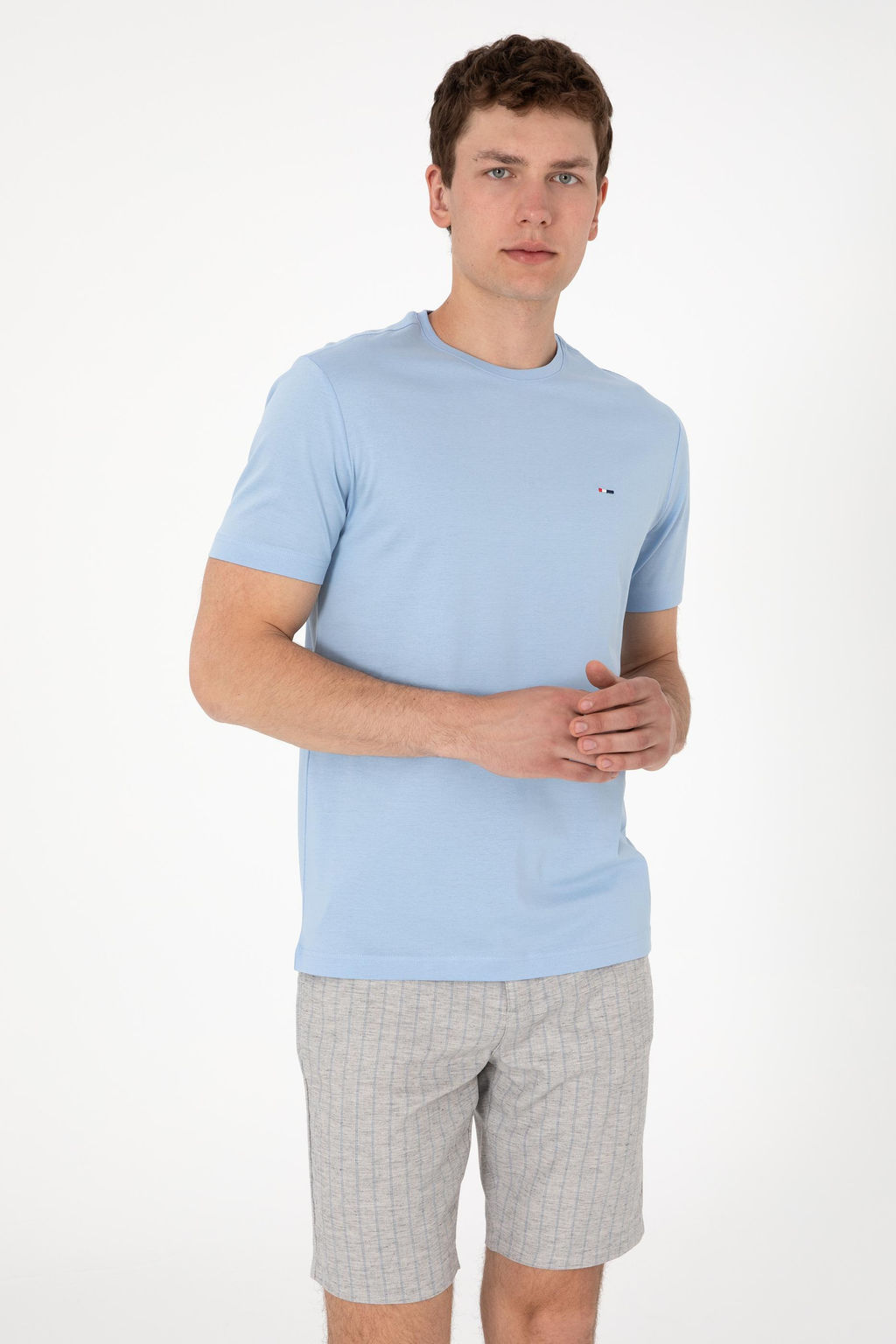 Erkek Regular Fit Bisiklet Yaka A__k Mavi Basic Ti__rt Sepette S_rpriz _ndirim - U.s. polo assn фото 3