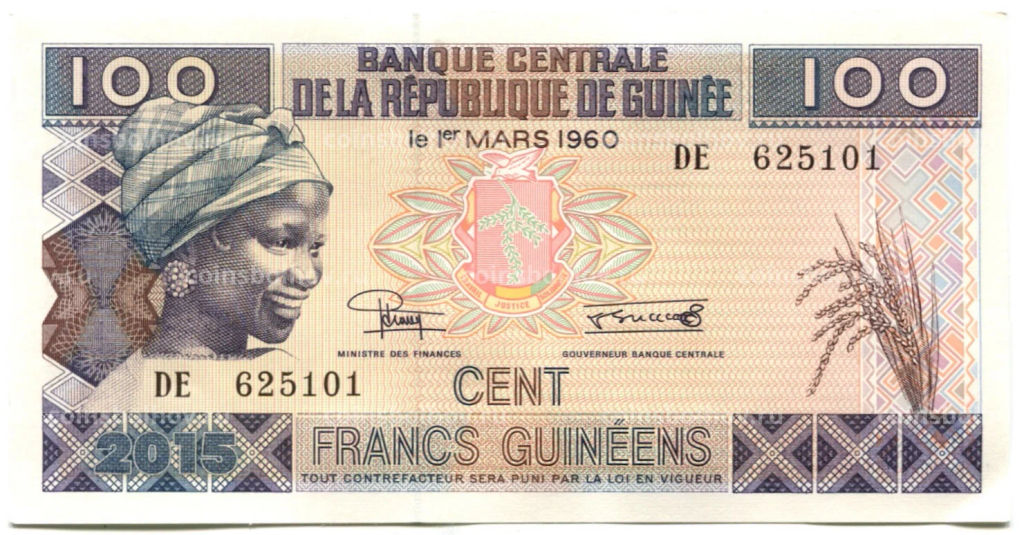 100 франков 2015 года Гвинея