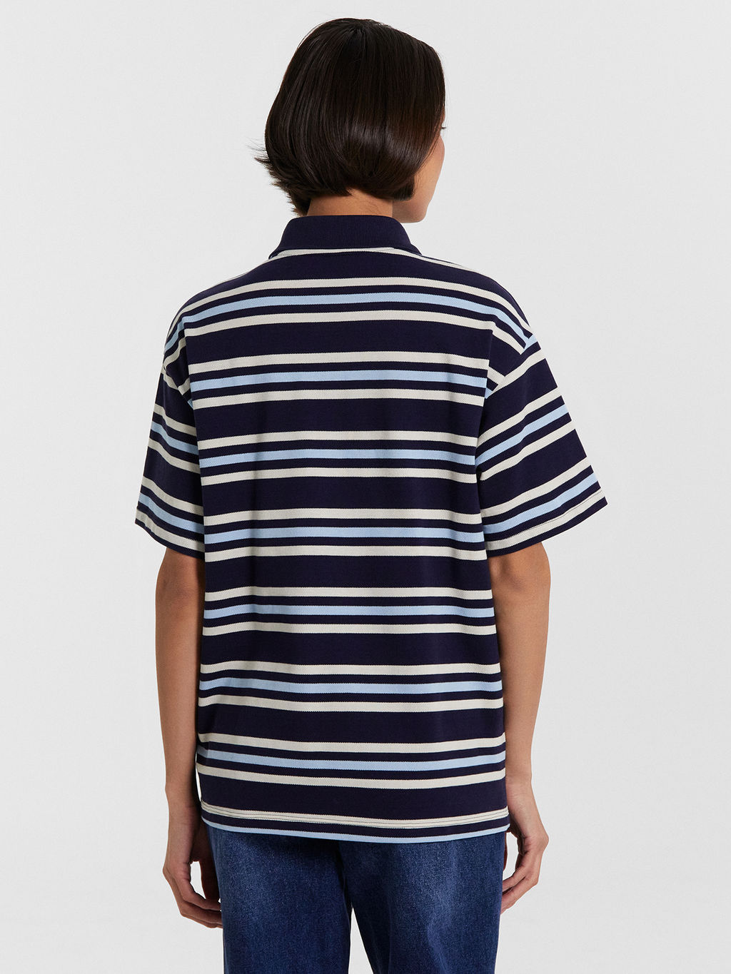 Поло женское синее в полоску