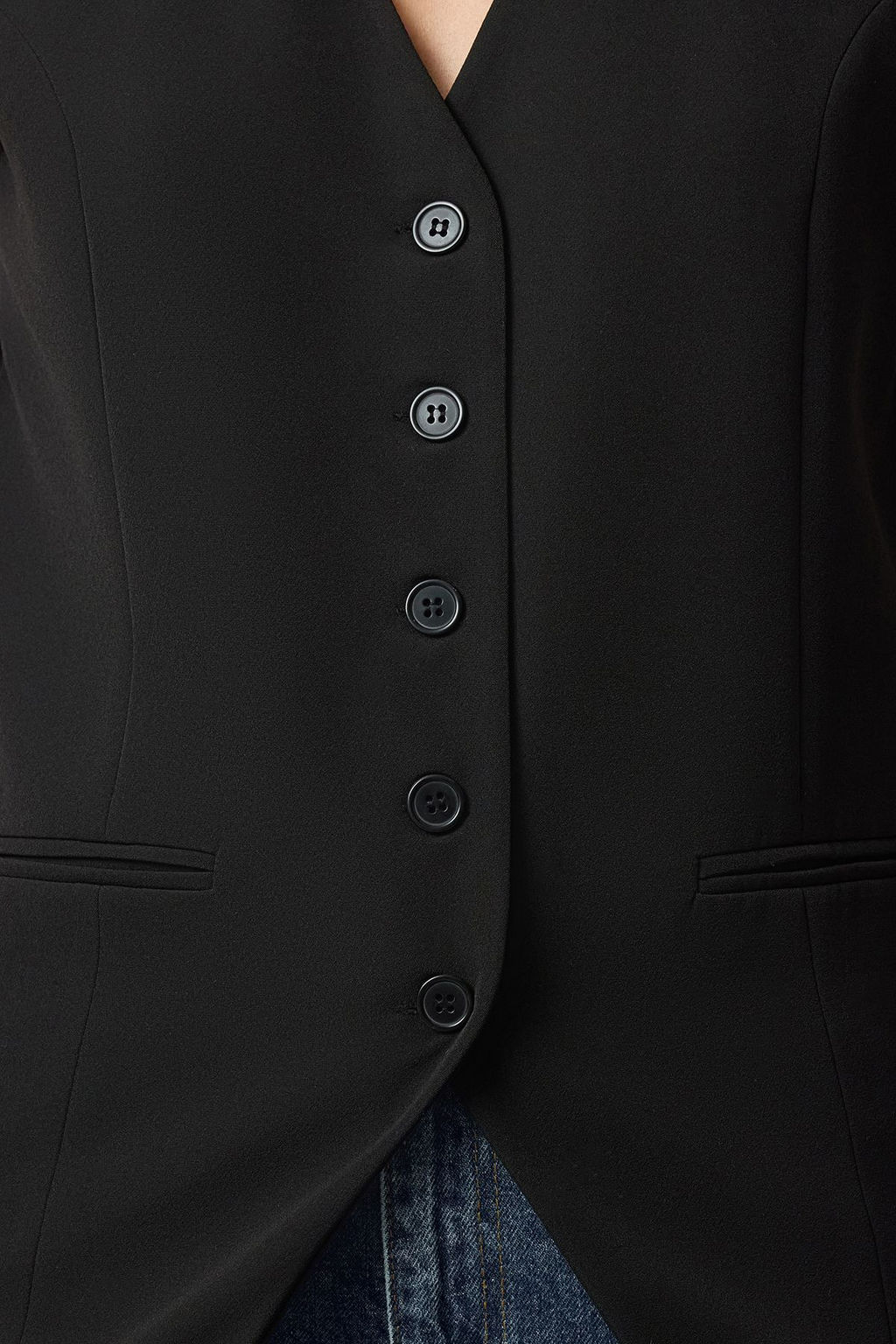 Siyah Regular V Yaka Dokuma Yelek TWOAW25YE00056 - Trendyolmilla фото 4