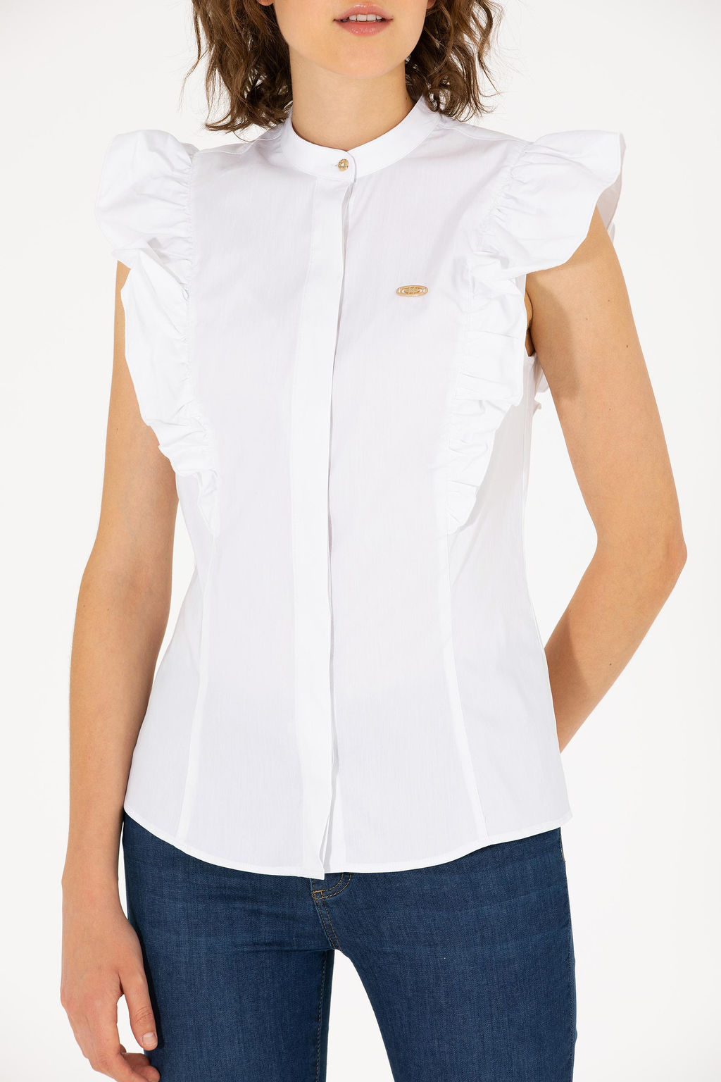 Женская белая рубашка с коротким рукавом - U.s. polo assn фото 6