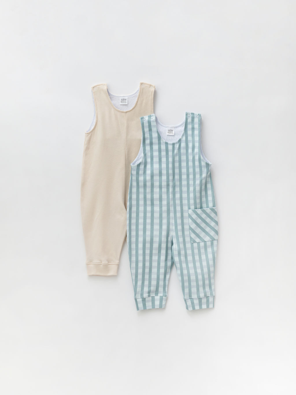 Полукомбинезон 2 шт. комплект, беж/клетка, 672