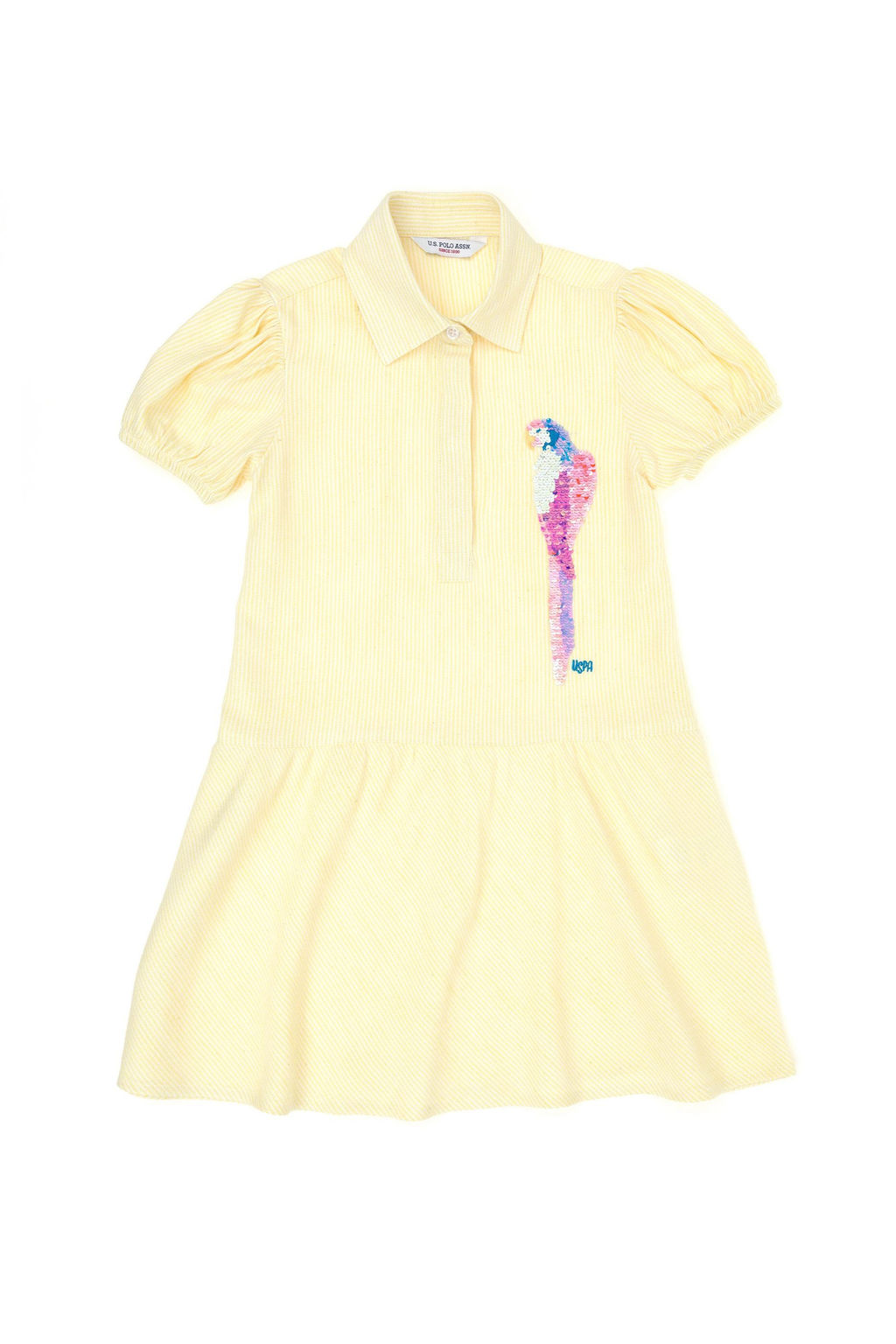 U. S. Polo Assn Неоново-желтое тканое платье с короткими рукавами для девочки - U.s. polo assn фото 8